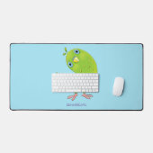 Cute green curious paraket cartoon bureaumat (Keyboard & Muis)