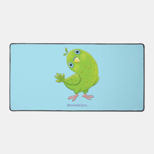 Cute green curious paraket cartoon bureaumat (Voorkant)