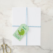 Cute green curious paraket cartoon cadeaulabel (Met Touw)