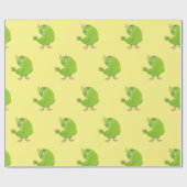 Cute green curious paraket cartoon cadeaupapier (Vlak)