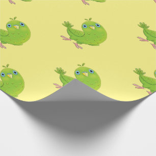 Cute green curious paraket cartoon cadeaupapier