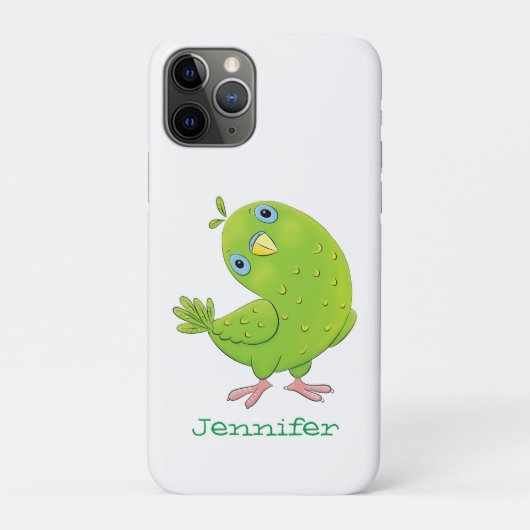 Cute green curious paraket cartoon Case-Mate iPhone case (Achterkant)