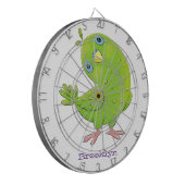 Cute green curious paraket cartoon dartbord (Voorkant Links)