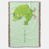 Cute green curious paraket cartoon deken (Voorkant Verticaal)