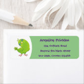 Cute green curious paraket cartoon etiket (Insitu)