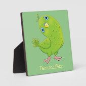Cute green curious paraket cartoon fotoplaat (Voorkant)