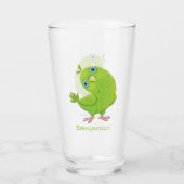 Cute green curious paraket cartoon glas (Achterkant)