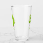 Cute green curious paraket cartoon glas (Rechts)