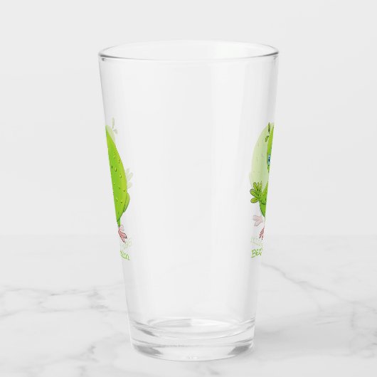 Cute green curious paraket cartoon glas (Rechts)