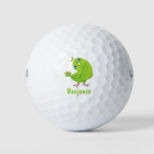 Cute green curious paraket cartoon golfballen (Voorkant)