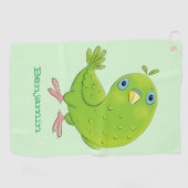 Cute green curious paraket cartoon golfhanddoek (Horizontaal)