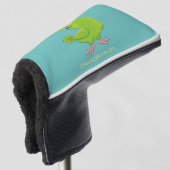 Cute green curious paraket cartoon golfheadcover (3/4 voorkant)
