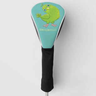 Cute green curious paraket cartoon golfheadcover