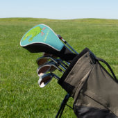 Cute green curious paraket cartoon golfheadcover (Insitu)