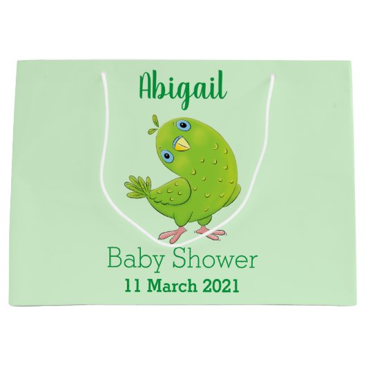 Cute green curious paraket cartoon groot cadeauzakje (Voorkant)