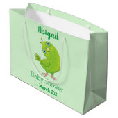 Cute green curious paraket cartoon groot cadeauzakje (Achterkant Gekanteld)
