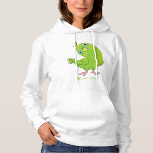 Cute green curious paraket cartoon hoodie