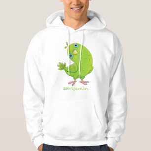 Cute green curious paraket cartoon hoodie