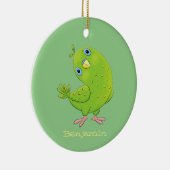 Cute green curious paraket cartoon keramisch ornament (Rechts)