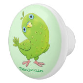 Cute green curious paraket cartoon keramische knop (Rechts)