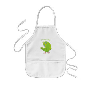 Cute green curious paraket cartoon kinder schort