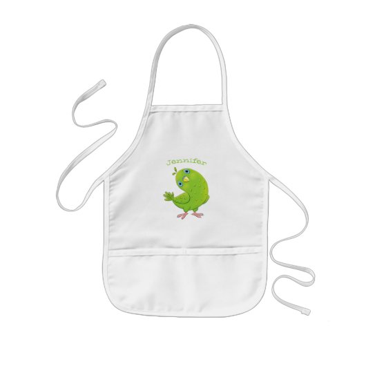 Cute green curious paraket cartoon kinder schort (Voorkant)