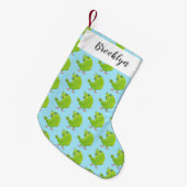 Cute green curious paraket cartoon kleine kerstsok (Voorkant (Hangend))