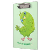 Cute green curious paraket cartoon klembord (Links)