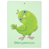 Cute green curious paraket cartoon klembord (Achterkant)