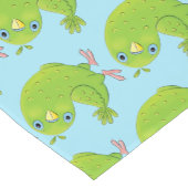 Cute green curious paraket cartoon korte tafelloper (Hoek)