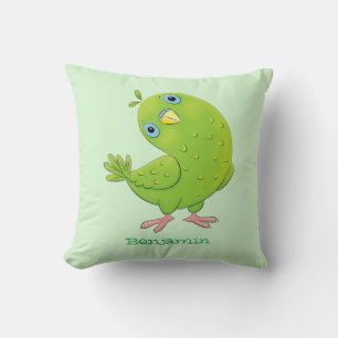 Cute green curious paraket cartoon kussen