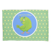 Cute green curious paraket cartoon kussensloop (Voorkant)