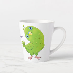 Cute green curious paraket cartoon latte mok