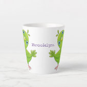 Cute green curious paraket cartoon latte mok (Voorkant)