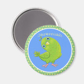 Cute green curious paraket cartoon magneet (Voorkant / Achterkant)