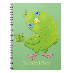 Cute green curious paraket cartoon notitieboek