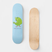 Cute green curious paraket cartoon persoonlijk skateboard (Voorkant)