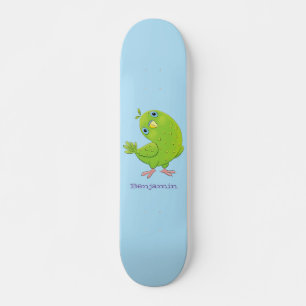 Cute green curious paraket cartoon persoonlijk skateboard