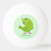 Cute green curious paraket cartoon pingpongbal (Achterkant)