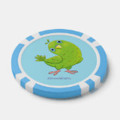 Cute green curious paraket cartoon poker chips (Enkel)