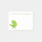 Cute green curious paraket cartoon post-it® notes (Voorkant)