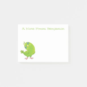 Cute green curious paraket cartoon post-it® notes