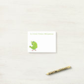 Cute green curious paraket cartoon post-it® notes (Op bureau)
