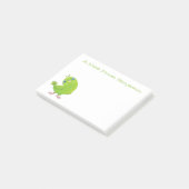 Cute green curious paraket cartoon post-it® notes (Schuin)
