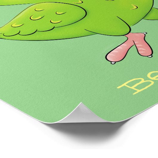 Cute green curious paraket cartoon poster (Hoek)