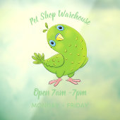 Cute green curious paraket cartoon raamsticker (Vel 3)