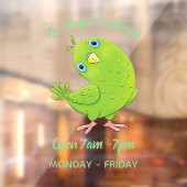 Cute green curious paraket cartoon raamsticker (Vel 2)