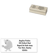 Cute green curious paraket cartoon rubberstempel (Gestempeld)