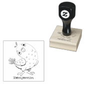 Cute green curious paraket cartoon rubberstempel (Gestempeld)