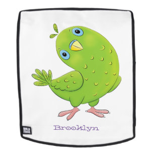 Cute green curious paraket cartoon rugtassen